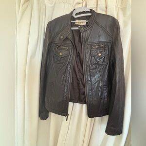 Michael Kors Women's Black Leather Motorcycle Jacket